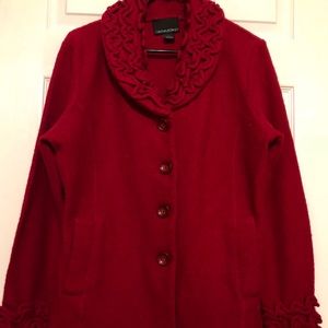 Cynthia Rowley red boiled wool jacket Sz L
